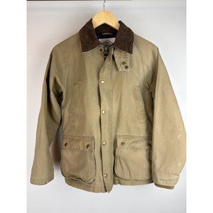 St John’s Bay Chore Barn Coat Medium Brown Corduroy Trim Vintage Jacket - Small
